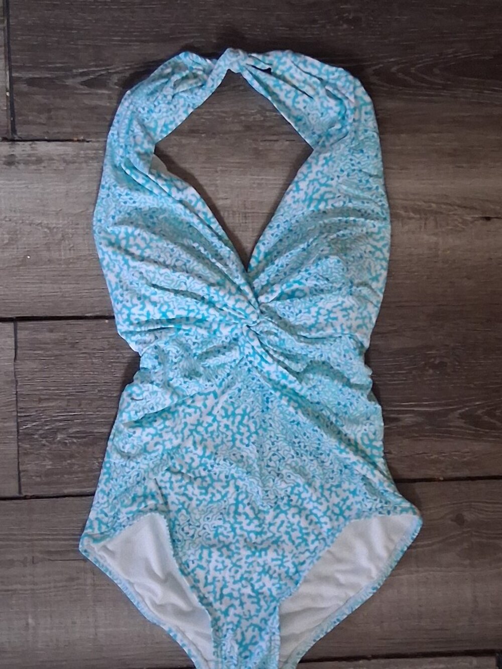 $142 New Michael Kors Size 6 Twist Bermuda Blue One Piece Swimsuit